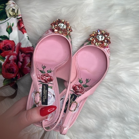 Dolce & Gabbana peonie floral kitten heel shoes Size 41 - Picture 3 of 6
